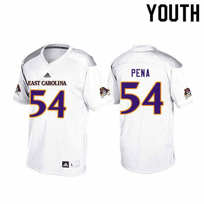 Youth #54 Branden Pena ECU Pirates College Football Jerseys Sale-White
